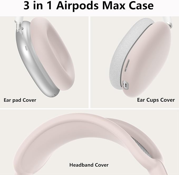 Silicone Case Cover for AirPods Max Headphones,Ear Pad Case Cover/Ear Cups Cover/Headband Cover for AirPods Max 2/1 (2026/2024/2020)(USB-C/Lightning),Silicone Accessories for Apple AirPods Max 2, Nude | Ear Pad Case Cover