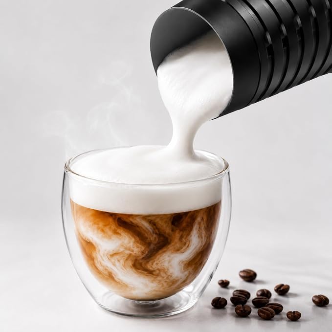 Milk Frother and Steamer, Large Capacity 4-in-1 Electric Milk Frother with Touchscreen, Hot & Cold Foam Maker, Milk Warmer and Hot Chocolate Maker for Latte, Cappuccino, Macchiato,Black