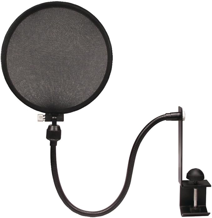 Nady 6-Inch Clamp On Microphone Pop Filter Wind Screen with Flexible Gooseneck and Metal Stabilizing Arm (SPF-1)