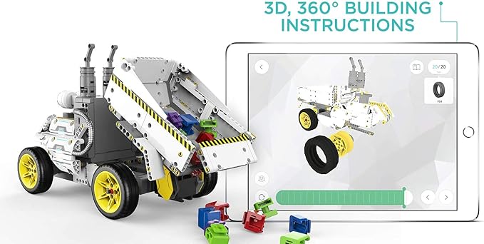 UBTECH JRA0203 JIMU Robot BuilderBots Series: Overdrive Kit/App-Enabled Building and Coding STEM Learning Kit (410 Parts and Connectors), Yellow