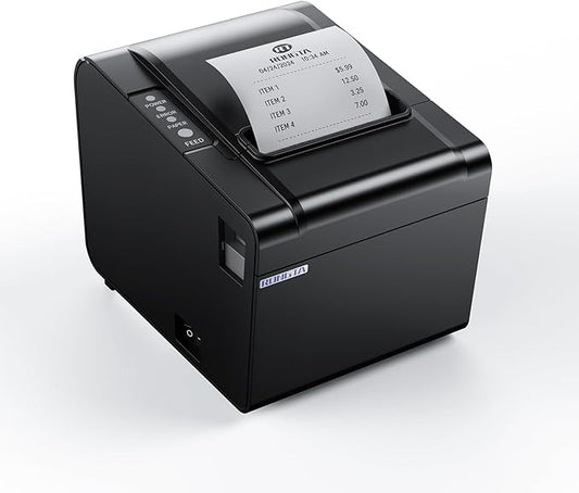 Rongta POS Receipt Printer, 80mm Thermal Printer, ESC/POS, Restaurant Kitchen Printer with Auto Cutter Support Cash Drawer,USB Serial Ethernet Receipts Printer for Small Business,Not for Square