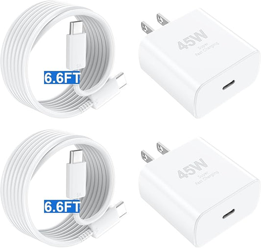 Phone 17 16 Pro Max Charger Fast Charging,45W Phone 17 Charger Type C Chargers USB C Charge Block &6.6FT Long C Charging Cables Cord for Phone 17/17 Pro/ 17 Pro Max/Air/Phone 16 15 Pro Max,White
