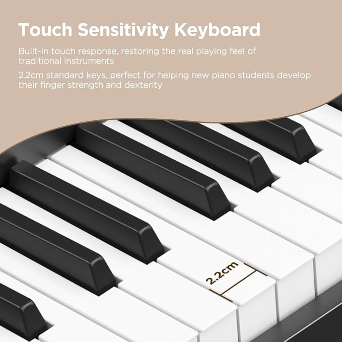 Rhymo 61 Key Keyboard Piano, Electric Piano Keyboard with Touch Response, LED display, Music Stand, 300 Voices, 300 Rhythms, Learning Keyboard Piano for Beginners, Built-in Speakers (Black)