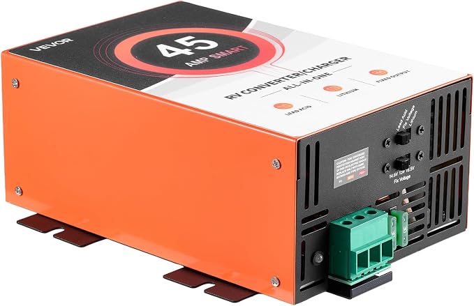 VEVOR RV Power Converter, 45 Amp, 110V AC to 12V DC RV Converter Battery Charger, Multi Stage Smart Charging, 13V to 16.5V Operating Range, Compatible with Lithium & Lead Acid Battery, for Camper