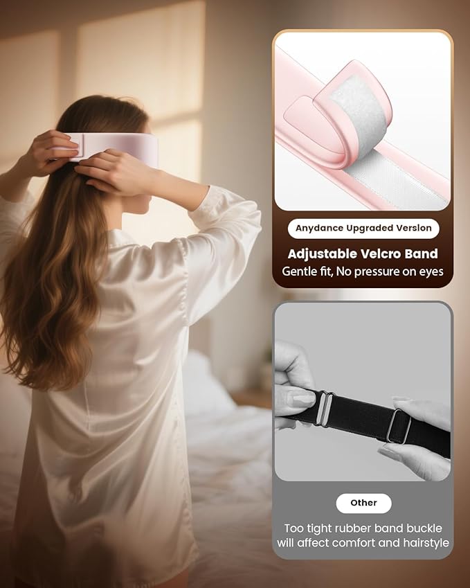 Heated Eye Mask - Cordless Eye Mask for Dry Eyes - Eye Heating Pad with LED Display, Eye Relief, 4 Temperature, Improved Sleep, Travel, Office, Includes Removable and Washable Shells Pink and Black