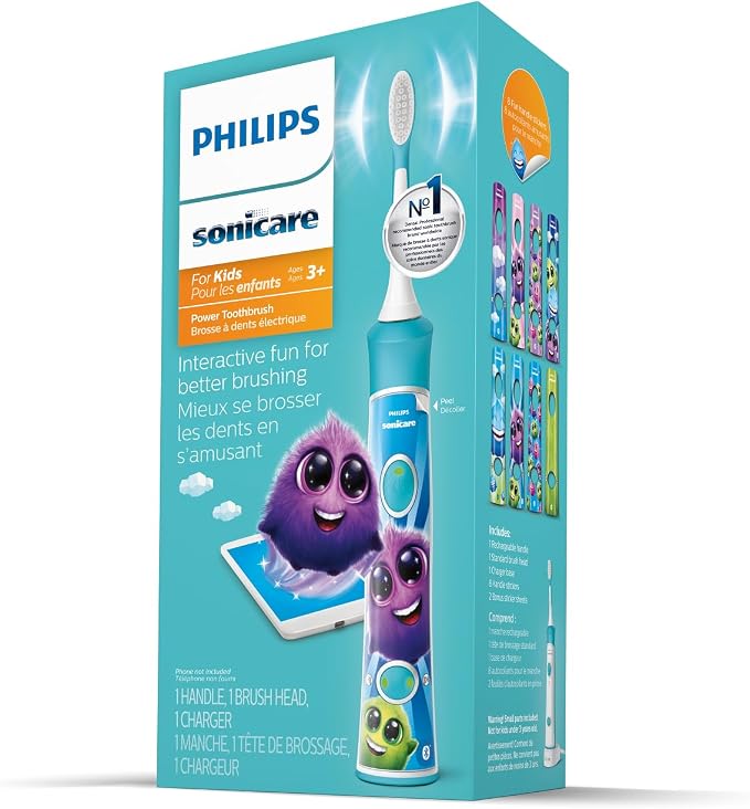 Philips Sonicare for Kids 3+ Bluetooth Connected Rechargeable Electric Power Toothbrushes, Interactive for Better Brushing
