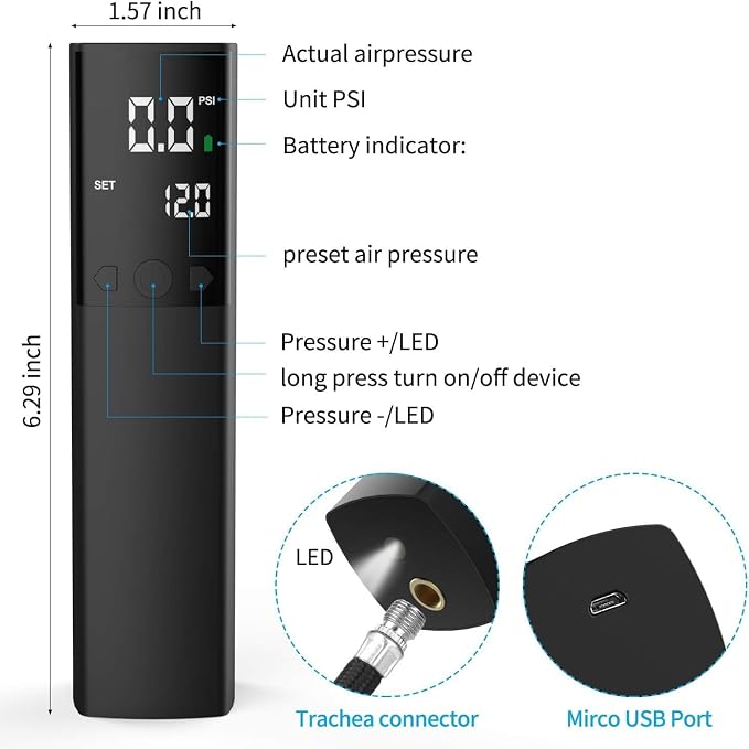 Pumteck Electric Ball Pump (with Case), Smart Air Pump Portable Fast Ball Inflation with Precise Pressure Gauge and Digital LCD Display for Football Basketball Volleyball Football