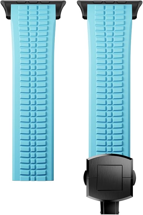 Silicone Watch Band Compatible with iWatch Ultra 2 / Ultra/Series 10 9 8 7 (44mm 45mm 46mm 49mm), Sport bands with Folding buckle, Rugged Heavy Duty Modern Design for Men