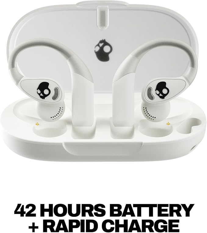 Skullcandy Push 540 Open Wireless Open-Ear Bluetooth Earbuds, Headphones, Sweat and Water Resistant, 42 Hours Battery, Detachable Neckband, Secure Fit, Microphone for iPhone Android - Bone