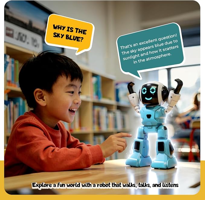 Mirana Moonwalker | Smart Interactive AI Walking & Talking Robot | Remote & App Controlled Toy for Kids | USB Rechargeable Type-C | in-Built Bluetooth Speaker | for Boys & Girls 3+ Years (Sky Blue)