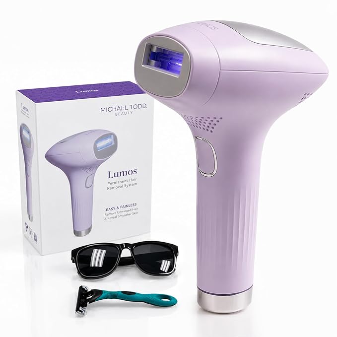 MICHAEL TODD BEAUTY - LUMOS Laser IPL Hair Removal Device for Women and Men, 50°F CoolMax Technology, 999,999 Flashes, 3 in 1 with Skin Sensor for Nearly Painless, Permanent Hair Removal