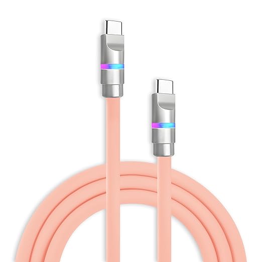 chubbycable Neon Chubby - Fast Charge Cable with Smart Light RGB Color Gradual Light Up 100W Charging Cord LED USB C Cable Compatible with iPhone 17-15 Series, Pink, Type-C to Type-C, 3.3 FT