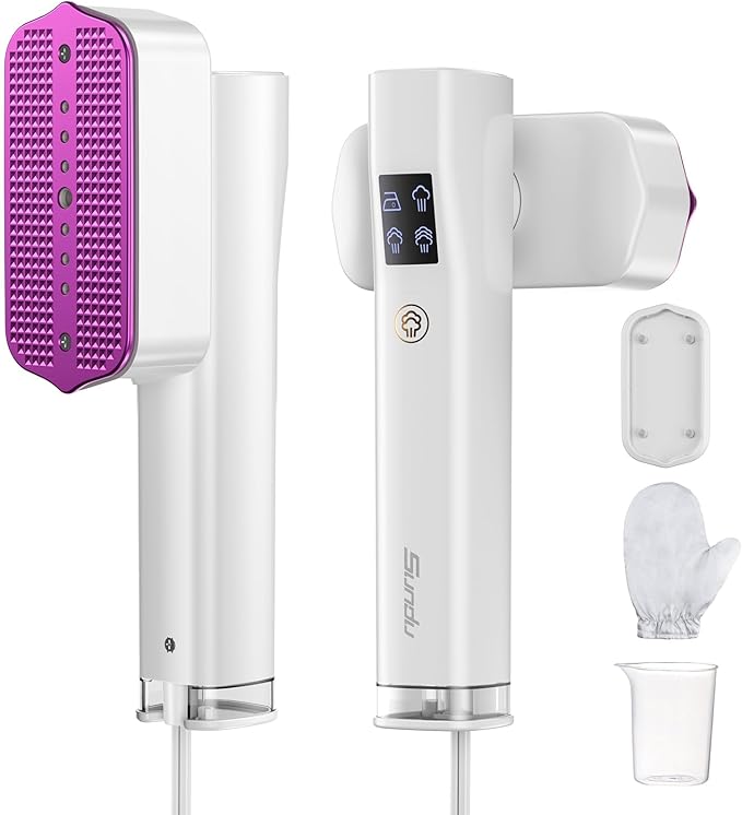 Steamer for Clothes,Sundu Portable 2-in-1 Travel Steamer&Iron,15s Fast Heat-up,100ml Water Tank,Ironing Gloves,25 Min Powerful Continuous Steam,1000W&4 Modes Light Steam Iron for Travel&Home(Ivory)