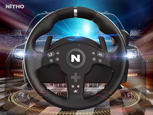 Nitho Drive Pro V200 PC Gaming Racing Wheel with Pedals and Shifter, Steering Wheel Compatible with PC, PS4, Switch 2/Switch, Xbox Series X|S and Xbox One, 270° Car Driving Simulator with Vibration