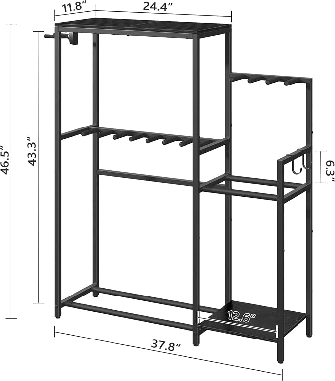 MAHANCRIS Guitar Stand, Multi-Guitar Rack, for Acoustic, Electric Guitar, Bass, Ukulele, Banjo, for 7 Guitars, Guitar AMP Stand, Record Rack, with Guitar Accessory Holder, EVA Cover, for Home Studio, Black GSHB8701