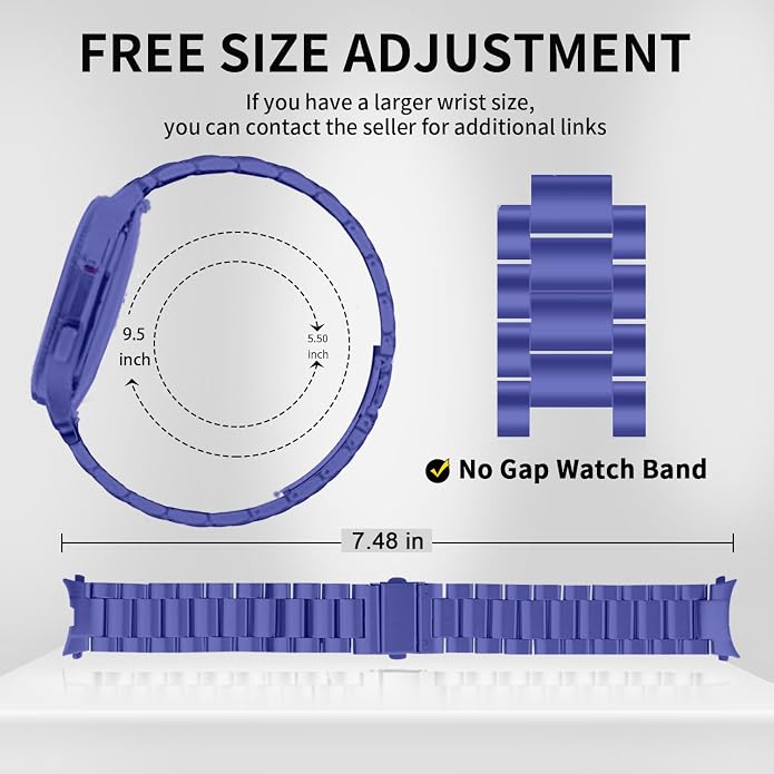 GOLDTOLUCK No Gap Stainless Steel Band Compatible with Samsung Galaxy Watch 8 7 6 5 4 Classic FE Pro Ultra 40mm 44mm 46mm 43mm 47mm 45mm 42mm Replacement Men Women Milanese Metal Elegant Casual