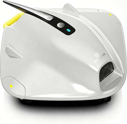 PoolMr Cordless Robotic Pool Cleaner - Above Ground Pool Vacuum Robot - 40W Strong Suction, Dual Cleaning System, Barrier Crossing, 120-Min Runtime Up to 1614 Sq for Above Ground Pools,White
