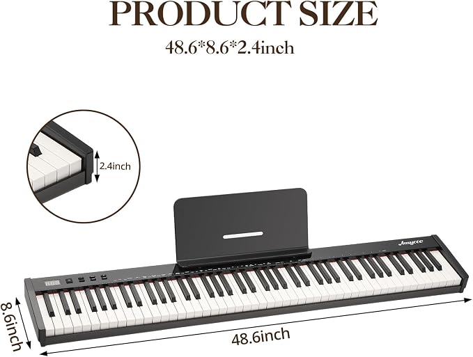 88 Keys Piano Keyboard Set, Electronic Digital Piano with Built-in Speaker Microphone, Portable Keyboard Gift Teaching for Beginners, Electric Piano for Birthday Gift
