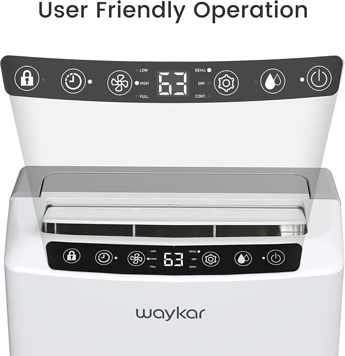 Waykar 2000 Sq. Ft 34 Pints 2025 Most Efficient Energy Star Dehumidifier for Home and Basement with Auto or Manual Drainage, Quiet 33dB Operation, 0.62 Gallon Water Tank Capacity