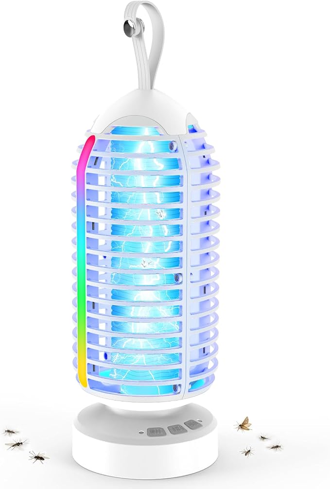OnBeam Bug Zapper Outdoor, Mosquito Zapper Indoor Electric Fly Zapper Rechargeable Mosquito Killer with Color Changing LED Lights, Auto On/Off, 4000mAh Fly Trap for Home Backyard, Patio, Camping