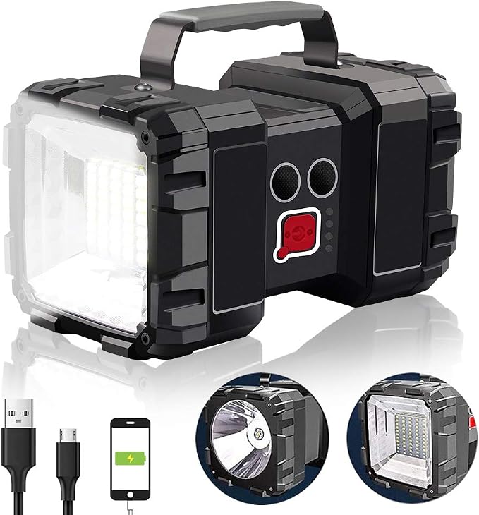 AlpsWolf Rechargeable Flashlight, LED Spotlight Flashlight 15000 Capacity 4000LM 20h Ultra-Long Standby Ultra Bright Flashlight Waterproof with USB Output as a Power Bank for Camping Accessories