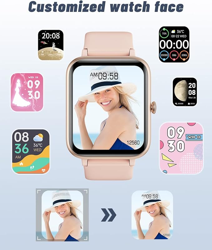 GRV Smart Watches for Women, Answer/Make Calls, 1.8" HD Smartwatch for iPhone Android Phones, Fitness Watch with Heart Rate/Sleep/Stress Monitor Steps Calories Counter, IP68 Waterproof (Pink)