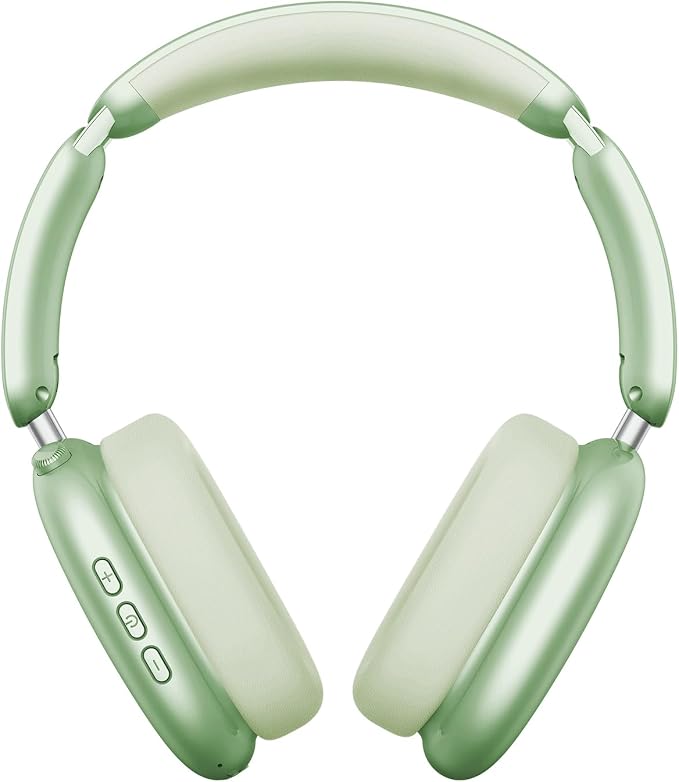 Wentronic Y02 Active Noise Cancelling Headphones, Wireless Over-Ear Bluetooth 5.4 Headphones with Microphone, 60H Playtime, Hi-Res Audio, Big Bass, Foldable Lightweight for Travel Home Office, Green