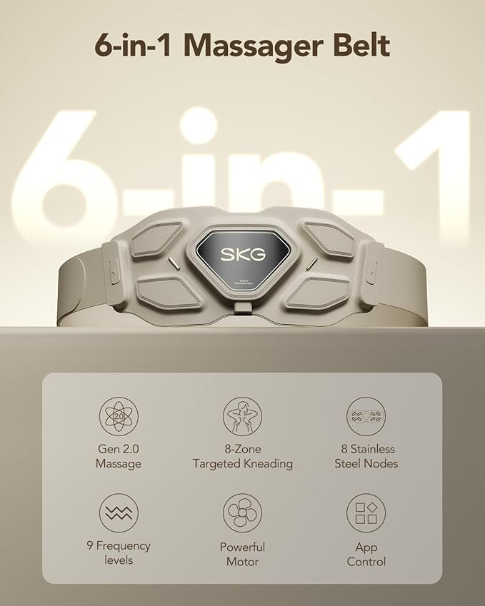 SKG Lower Back Massager for Pain Relief Deep Tissue Gifts for Men Women Mothers Day Gifts Adjustable Cordless Heating Pad Infrared Vibrating Back Massager for Mom Grandpa