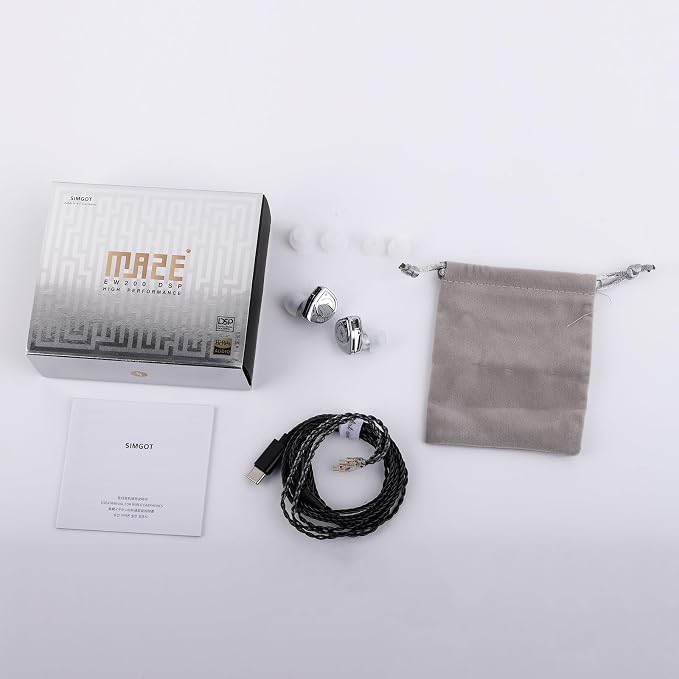 Linsoul SIMGOT EW200 10mm SCP Diaphragm Dynamic Driver in-Ear Earphones with All Metal Body, Detachable 0.78mm 2pin Silver-Plated OFC Cable for Audiophiles Musicians (EW200 DSP)