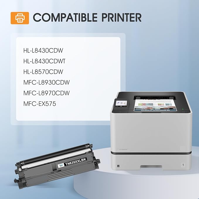 TN635XXL Toner Cartridge Set TN-635XXL Compatible Replacement for Brother TN635XXL TN 635XXL TN635XXLBK for HL-L8430CDW HL-L8430CDWT HL-L8570CDW MFC-L8930CDW MFC-L8970CDW MFC-EX575 Ink Printer 4 Pack
