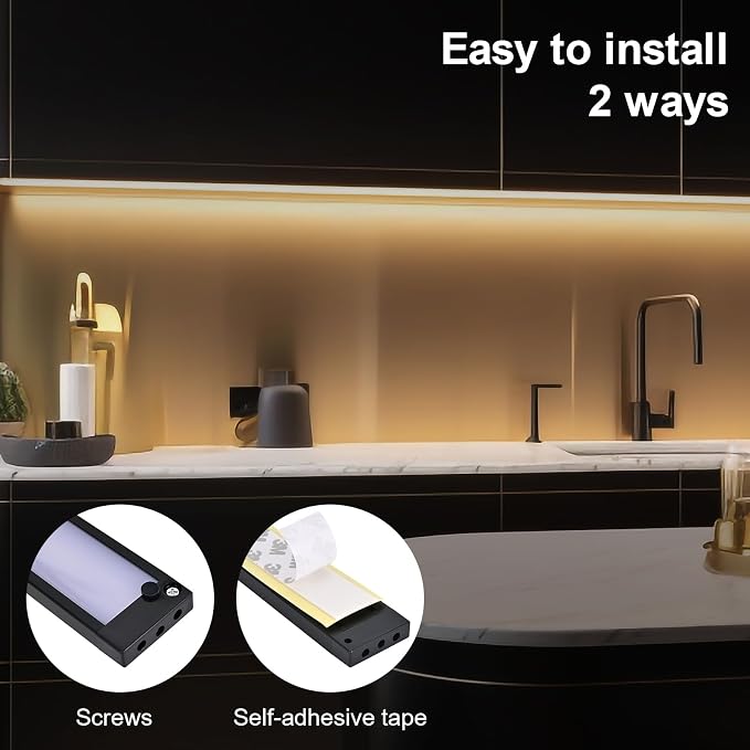 2pack 40inch Smart Under Cabinet Lighting, 2700-6000K Under Counter Kitchen LED Light, Dimmable Under Counter Closet Light Fixture APP Control, Work with Alexa, Google Assistant (Black)