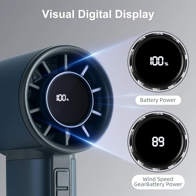 Handheld Turbo Fan with 1-100 Speed - 15H Max Cooling Mini Portable Fan, Metal Personal Air Cooler for Commute and Travel, Gifts for Men and Women, Blue