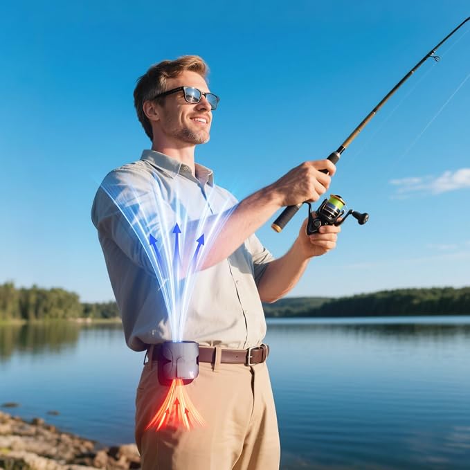 FULSUNT 2025 Upgraded Portable Waist Fan Clip On Up to 40H Cooling, 6 Speeds 14000RPM Powerful Airflow, 6000mAh Shirt Fan Body Fans Rechargeable, Wearable Belt Fans for Outdoor Work Travel