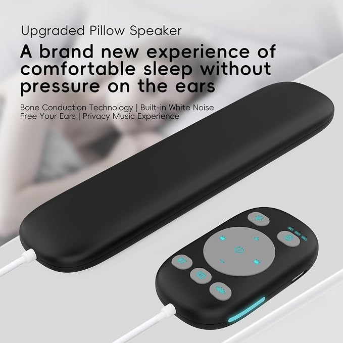 Under-Pillow Bone Conduction Sleep Speaker, Under-Pillow White Noise Sound Machine with Sleep Timer, TF Card Compatible for Side Sleepers & Insomnia, Designed to Calm the Mind & Support Deeper Sleep