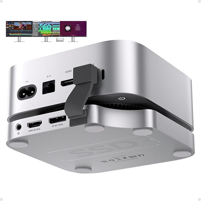 Mac Mini M4 Dock Stand with DP 4K 144Hz & HDMI 4K 60Hz, Mac Mini M4 Pro Hub with 4TB NVMe SSD Enclosure (SSD NOT Included), 3 USB A 2.0, SD/TF 3.0, 3.5mm Audio/Mic, USB C Hub for Mac Mini 2024