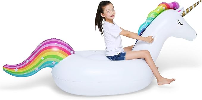 Jasonwell Big Inflatable Unicorn Pool Float Floatie and Electric Air Pump