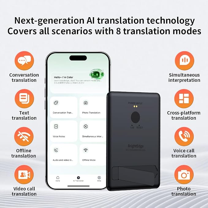 Portable AI Voice Translator Device, 146+ Languages Real-Time Two-Way Translator with Offline Support & Magnetic Stand, for Travel, Business & Language Learning
