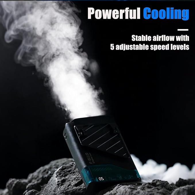 Portable Waist Fan, 6000mAh Shirt Fans Rechargeable Belt Fan Clip on Wearable Fan Rechargeable, Powerful Personal Cooling Father's Day for Dad Husband Man Birthday Travel Camping - Green