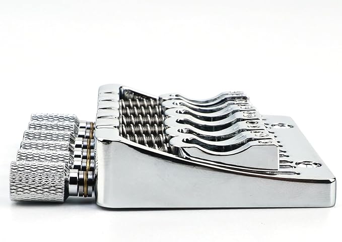 Zinc Alloy Headless Electric guitar Bridge，6 String Fixed Bridge - String Spacing 10.5mm(13/32")，Fits for 6-String Headless Electric Guitar Replacement Parts（Chrome）