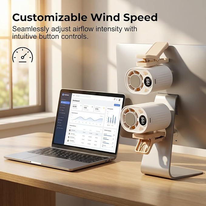 2026 Car Clip On Air Conditioner Fan, Portable Clip-On Fan, Mini USB Rechargeable Rotatable Fan, 3-Speed Silent Mini Bladeless Fans (White)