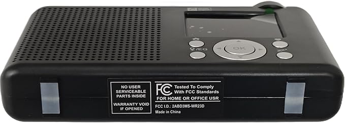 Ocean Digital WR-23F Portable FM Internet Radio 2.4” Color LCD Built-in Battery Wi-Fi Bluetooth (Black)