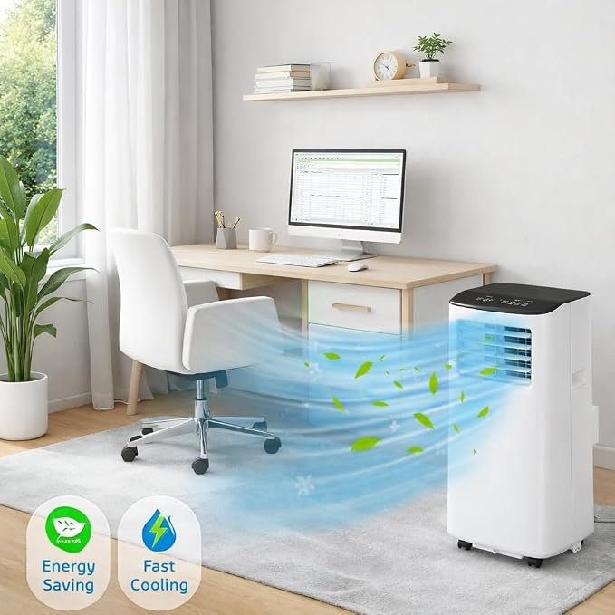 8000 BTU Portable Air Conditioners, 3-in-1 Portable AC Unit with Cool, Dehumidifier & Fan, Cools Up to 350 Sq.Ft, Remote Control, 24 Hour Timer and Window Kit, 2 Speeds for Bedroom Office
