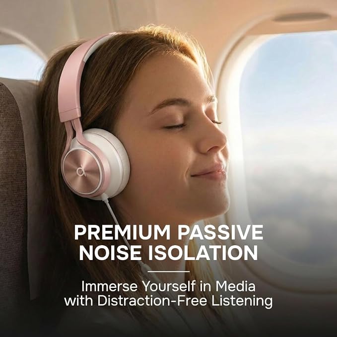 Artix® CL750 Premium Wired On Ear Headphones with Microphone, Comfortable Noise Isolating Foldable Design, 3.5mm Aux Headphone for Laptop, PC, Mobile, Tablet, Adults, Men, Women, Kids, Boys and Girls