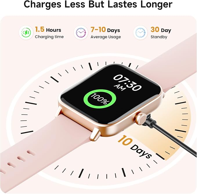 Smart Watch for Women,1.85 inch AMOLED Touchscreen for Android & iPhone Alexa Built-in Bluetooth Calls,Fitness Watch 110+ Sport Modes Heart Rate/Sp02/Sleep/Calories Monitor IP68 Waterproof