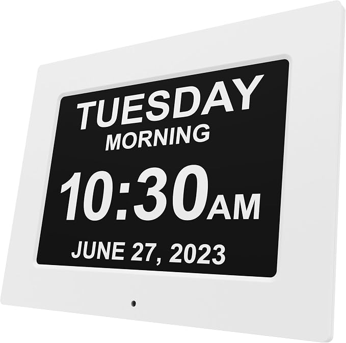 American Lifetime 【New 2025】 Dementia Clock Large Clock for Seniors, Digital Clock with Custom Alarms, Clock with Day & Date for Elderly, Large Number Digital Clock White Extra Large