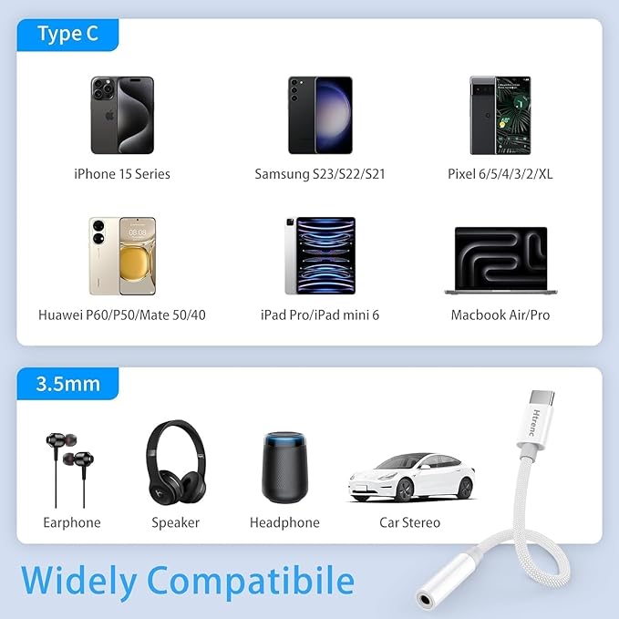 USB C to 3.5mm Headphone Jack Adapter for iPhone17/ iPhone 16/16 Pro/15/15 Pro/Pro Max/Plus, Type C Aux Audio Dongle Cable Cord Compatible with iPad, Samsung Galaxy S23/S23/S22/S21, MacBook（10 Pack）