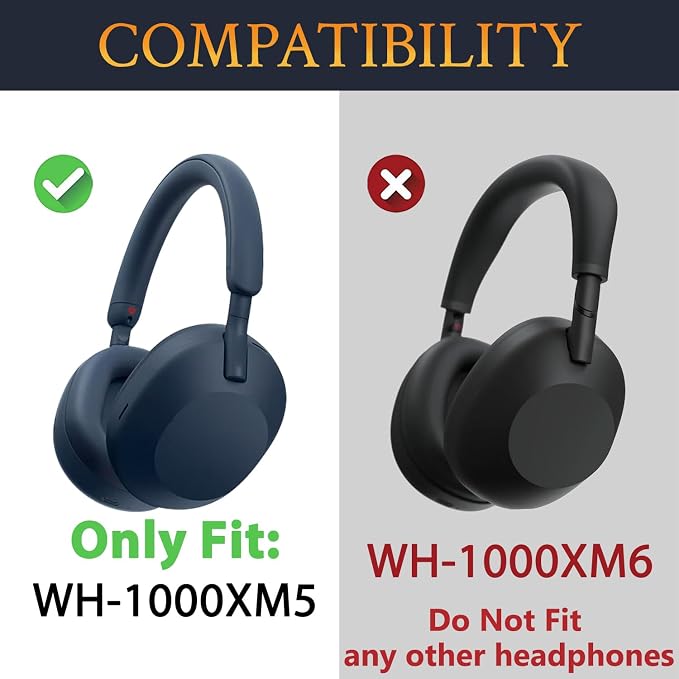 SOULWIT Broken Hinge Repair Part for Sony WH-1000XM5 (WH1000XM5), Reinforced Protective Joint Connectors for XM5 Headband Folding Side Cover Slider to Fix and Prevent Breakage - Midnight Blue