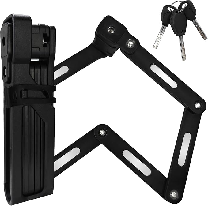 35.4 Inch Folding Bike Lock with 3 Keys and Mount Bracket Kit for Bicycles, Electric Scooters, Heavy Duty Anti-Theft, Anti-Cut, Anti-Pry Bicycle Lock