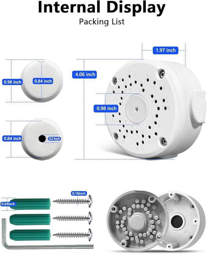 【Only Compatible with Bullet Cameras】 Universal Bullet Security Camera Mount Bracket Hide Cable, Metal Electric Enclosure, Waterproof Outdoor Camera Cover, Base Junction Box for CCTV Cams (2 Pack)