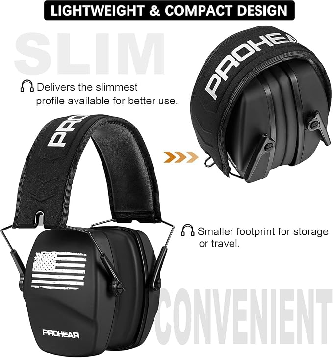 PROHEAR Ear Protection Safety Earmuffs for Shooting Noise Reduction Slim Hearing Protector